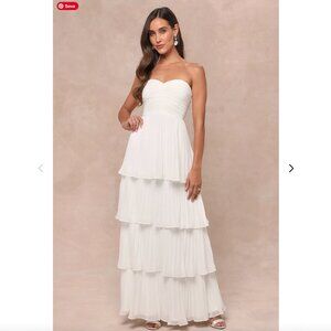 Lulus Seriously Sensational White Strapless Tiered Maxi Dress - Size XXL